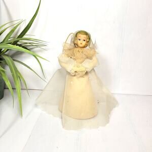 Vintage Christmas Angel Cardboard Body, Porcelain Head, Japan